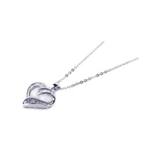 Load image into Gallery viewer, Sterling Silver Necklace with Modish Open Heart Inlaid with Baguette Clear Czs Pendant