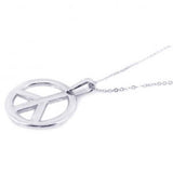 Sterling Silver Necklace with Plain Peace Sign Pendant