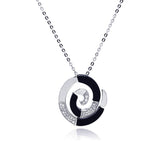 Sterling Siver Necklace with Two-Toned Spiral Pendant Inlaid with Black Toned and Clear Czs