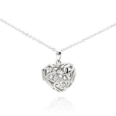 Sterling Silver Necklace with Trendy Heart Inlaid with Czs Locket Pendant