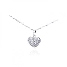 Load image into Gallery viewer, Sterling Silver Necklace with Paved Small Heart Pendant