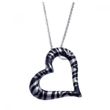 Load image into Gallery viewer, Sterling Silver Necklace with Zebra Print Open Heart Pendant