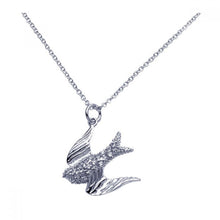 Load image into Gallery viewer, Sterling Silver Necklace with Fancy Paved Czs Dove Pendant