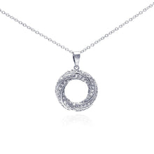Load image into Gallery viewer, Sterling Silver Rhodium Plated Open Circle CZ Dangling Necklace