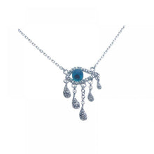 Load image into Gallery viewer, Sterling Silver Necklace with Fancy Blue Evil Eye and Multi Cz Drop Dangling Pendant