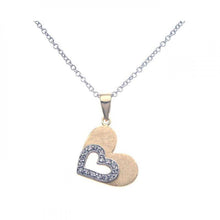 Load image into Gallery viewer, Sterling Silver Necklace with Gold Plated Trendy Heart Inlaid with Clear Czs Pendant