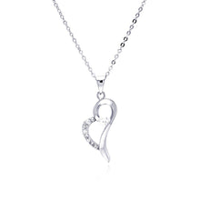 Load image into Gallery viewer, Sterling Silver Necklace with Fancy Heart Shaped Inlaid with Clear Czs Pendant