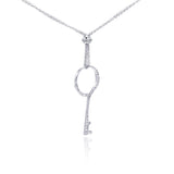 Sterling Silver Necklace with Fancy Loop Key Inlaid with Clear Czs Pendant