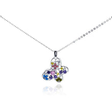 Load image into Gallery viewer, Sterling Silver Necklace with Trendy Butterfly Inlaid with Multi-Color Flower and Czs Pendant