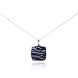 Sterling Silver Necklace with Fancy Square Zebra Print Pendant