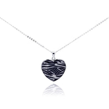 Load image into Gallery viewer, Sterling Silver Necklace with Zebra Print Heart Pendant