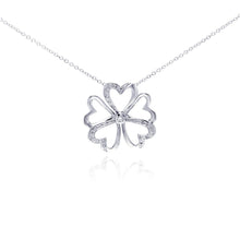 Load image into Gallery viewer, Sterling Silver Necklace with Trendy Flower Heart Inlaid with Clear Czs Pendant