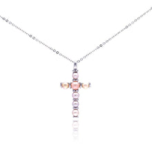 Load image into Gallery viewer, Sterling Silver Rhodium Plated Pearl Cross Necklace