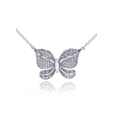 Load image into Gallery viewer, Sterling Silver Necklace with Classy Butterfly Covered with Micro Paved Czs Pendant