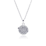 Sterling Silver Necklace with Star Design Covered with Czs Round Locket Pendant
