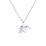 Sterling Silver Necklace with Three Swimming Dolphins Pendant