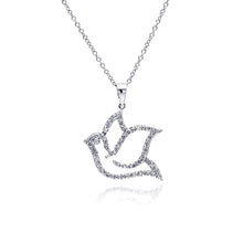 Load image into Gallery viewer, Sterling Silve Necklace with Trendy Open Paved Czs Dove Pendant