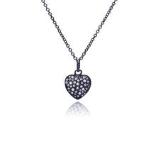 Load image into Gallery viewer, Sterling Silver Black Rhodium Plated Necklace with Paved Heart Pendant
