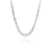 Sterling Silver Classy Round Clear Cz Graduated Tennis Necklace