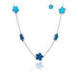 Sterling Silver Fashion Necklace with Multi Turquoise Flower Connector