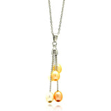 Sterling Siver Necklace with Hanging Five Champagne Pearls Pendant