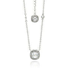 Load image into Gallery viewer, Sterling Silver Necklace with Classy Double Cushion Cut Clear Cz Pendant