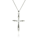 Sterling Silver Necklace with Elegant High Polished Cross Inlaid with Clear Czs PendantAnd Chain Length of 16 -18 And Pendant Dimensions: 41.1MMx26.3MM