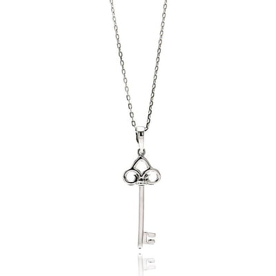 Sterling Silver Necklace with Fancy Key PendantAnd Pendant Dimensions: 29.7MMx10.5MM