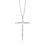 Sterling Silver Rhodium Plated Cross CZ Necklace