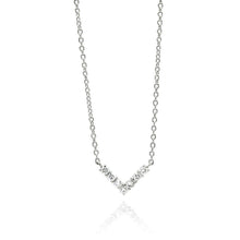 Load image into Gallery viewer, Sterling Silver Necklace with Paved Cz  V  Shaped PendantAnd Pendant Dimensions of 15MMx9MM