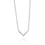 Sterling Silver Necklace with Paved Cz  V  Shaped PendantAnd Pendant Dimensions of 15MMx9MM