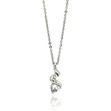 Sterling Silver Necklace with Classy Spiral Pendant and Single Clear Cz InlaidAnd Pendant Dimensions of 15.6MMx6.1MM