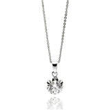 Sterling Silver Necklace with Small Flower Centered with Round Cut Clear Cz PendantAnd Chain Length of 16 -18 And Pendant Diameter: 9.44MM