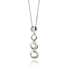 Load image into Gallery viewer, Sterling Silver Necklace with High Polished Graduated Disc with Centered White Pearls Pendant