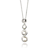 Sterling Silver Necklace with High Polished Graduated Disc with Centered White Pearls Pendant