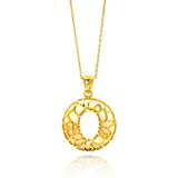 Sterling Silver Gold Plated Open O Filigree CZ Center White Onyx Necklace