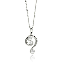 Load image into Gallery viewer, Sterling Silver Necklace with Classy High Polished Spiral Pendant Set with Three Round Clear CzsAnd Chain Length of 16 -18 And Pendant Dimensions: 31.6MMx14.7MM