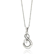 Load image into Gallery viewer, Sterling Silver Necklace with Modish Infinity Pendant Set with Single Large Round Cz and Edge Inlaid with Clear CzsAnd Chain Length of 16 -18 AndPendant Dimensions: 24.6MMx13.3MM