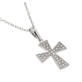 Sterling Silver Necklace with Classy Paved Clear Czs Cross PendantAnd Chain Length of 16  AdjustableAnd Pendant Dimensions: 22.7MMx12.8MM