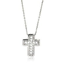 Load image into Gallery viewer, Sterling Silver Rhodium Plated Cross CZ Inlay Necklace