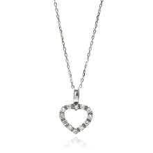 Load image into Gallery viewer, Sterling Silver Rhodium Plated Open Heart CZ Necklace