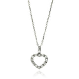 Sterling Silver Rhodium Plated Open Heart CZ Necklace