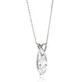 Sterling Silver Necklace with Classy Teardrop Centered with White Quartz Stone PendantAnd Chain Length of 16 -18 And Pendant Dimensions: 30MMx10MM