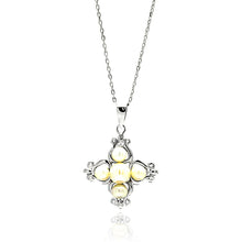 Load image into Gallery viewer, Sterling Silver Rhodium Plated Cross Yellow Pearl Necklace