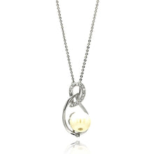 Load image into Gallery viewer, Sterling Silver Necklace with Elegant Drop Inlaid with Clear Czs and Centered with White Pearl PendantAnd Chain Length of 16 -18  AdjustableAnd Pendant Dimensions: 26MMx13.8MM