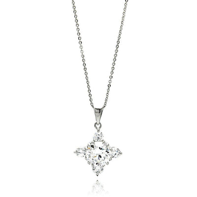 Sterling Silver Rhodium Plated Cross CZ Necklace