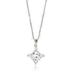 Sterling Silver Rhodium Plated Cross CZ Necklace