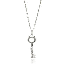 Load image into Gallery viewer, Sterling Silver Neckalce with Stylish Devil Key Inlaid with Clear Czs PendantAnd Chain Length of 16 -18 And Pendant Dimensions: 25MMx8.8MM