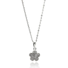 Load image into Gallery viewer, Sterling Silver Necklace with Small Micro Paved Flower PendantAnd Chain Length of 16 -18  AdjustableAnd Pendant Diameter: 10MM