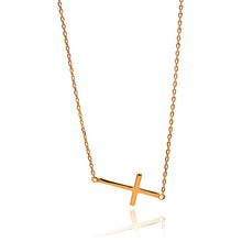 Load image into Gallery viewer, Sterling Silver Rose Gold Plated Sideways Cross Necklace